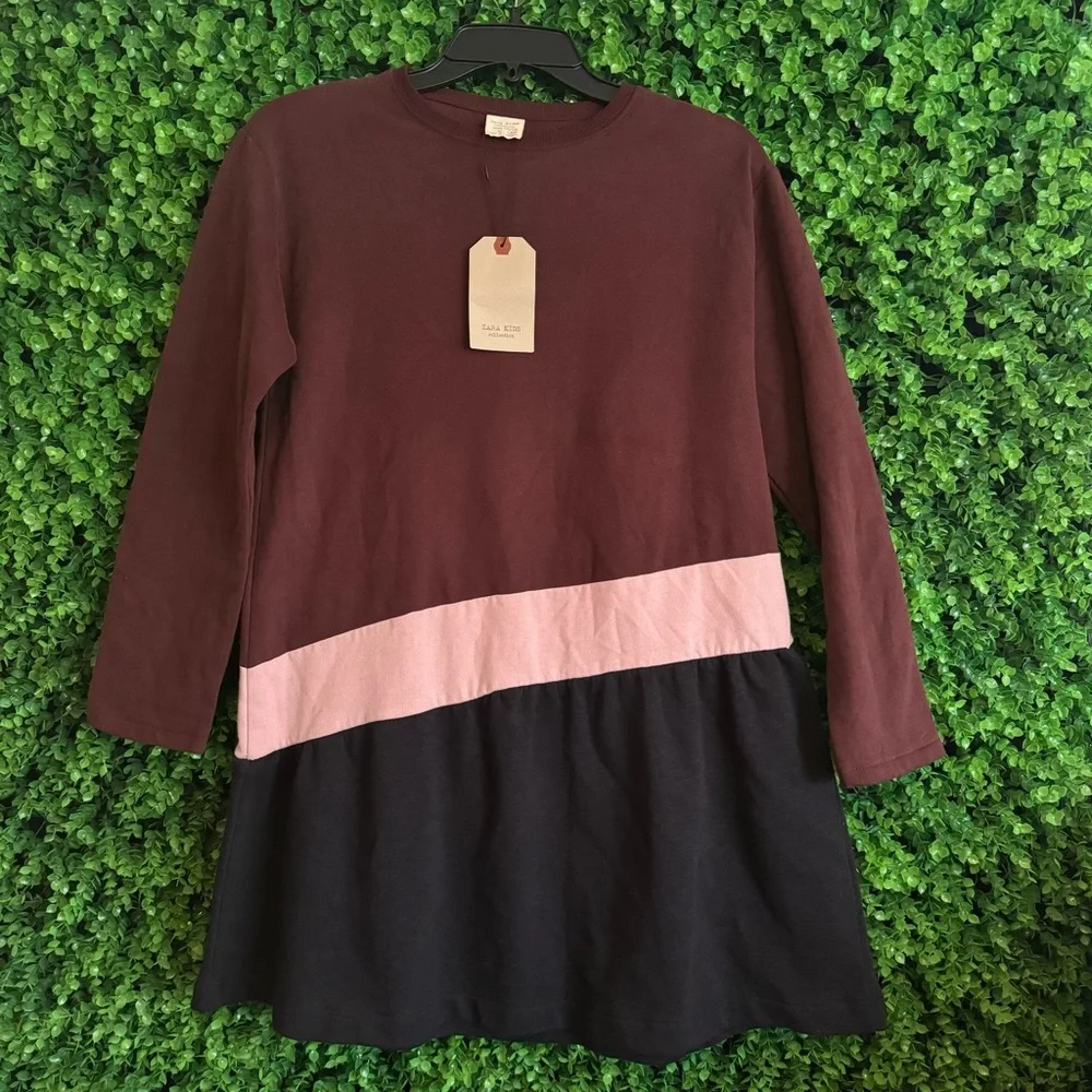 Zara Girls Size 13/14 Colorblock Longsleeve Dress New with tag